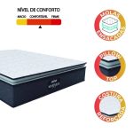 Colchão Casal Queen Molas Ensacadas Pillow Top Maximus 158x198x28cm Cinza/Branco Gazin – Suporta até 120Kg por Pessoa - Imagem 2