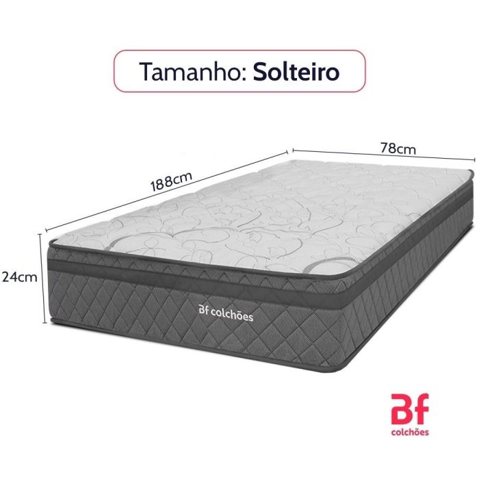 Colchão Solteiro Espuma D45 Extra Firme Ortopédico Antialérgico Certificado 78x188x24cm – bf Colchões - Imagem 2