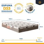 Colchão de Espuma D33 Ortopédico Pillow In Luna Casal 138cm - Imagem 3