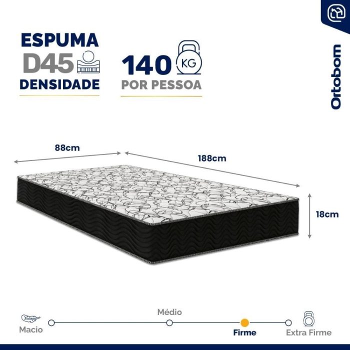 Colchão de Espuma D45 Ortobom Airtech 150 D45 Solteiro 88cm - Imagem 3