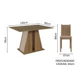 Conjunto Sala de Jantar Mesa Tampo de Madeira 4 Cadeiras Rustic/Crema/Bege Marilyn Madesa - Imagem 3