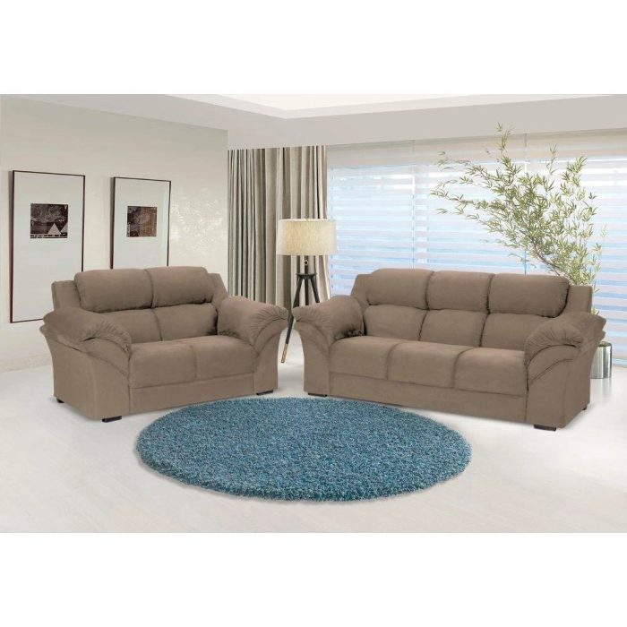 Conjunto Sofá Windsor Velut Bege 3 e 2 Lugares 2,04m e 1,59m – King House - Imagem 1