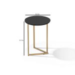 Conjunto de Mesa De Canto Jade Sala Estar Pé de Aço Dourado - Imagem 3