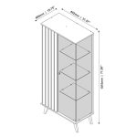 Cristaleira com Lateral e Porta Ripada Pés em Madeira Vidro Açaí OffWhite- Rede Móveis - Imagem 4