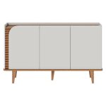 Cristaleira e Aparador Buffet Para Sala Jurerê Off White Matte Freijó – Colibri - Imagem 4