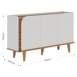 Cristaleira e Aparador Buffet Para Sala Jurerê Off White Matte Freijó – Colibri - Imagem 6