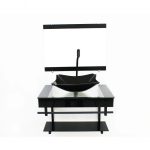 Gabinete De Vidro 90Cm Apx Com Cuba Quadrada Chanfrada Preto - Imagem 3
