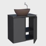 Gabinete para Banheiro em Aço 2 Portas com Tampo de Vidro 59,5cm Umbu Cozimax - Imagem 2