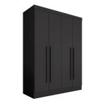 Guarda Roupa 4 Portas Solteiro Mayra Preto – Móveis Arapongas