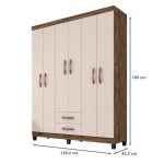 Guarda Roupa Casal Ambiente Modena 6 Portas Teka Champagne – Incorplac - Imagem 2