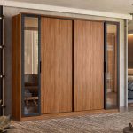 Guarda Roupa Casal Laredo Nogueira Touch Flex com Vidro Reflecta Demóbile – Demartêz