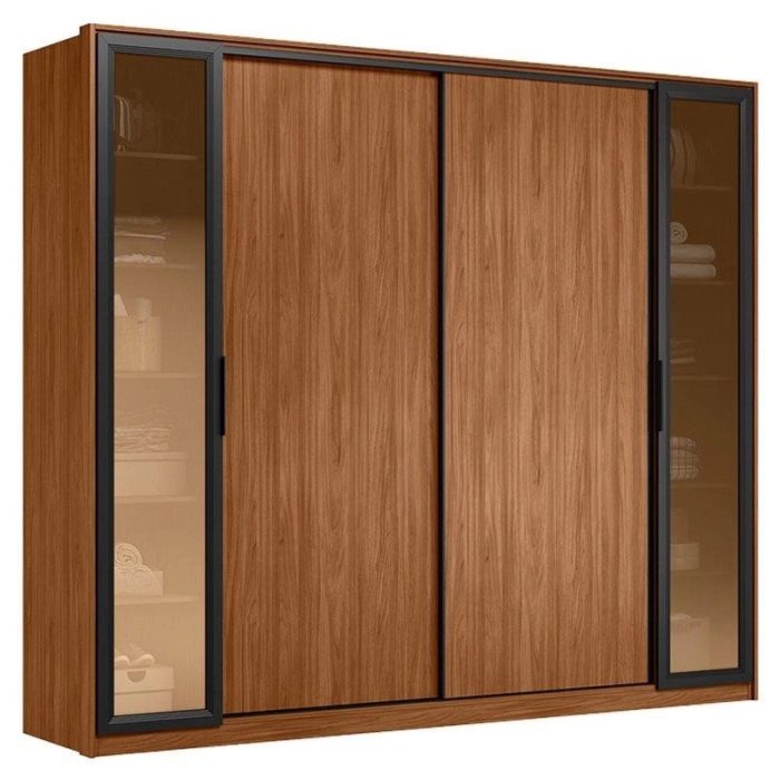 Guarda Roupa Casal Laredo Nogueira Touch Flex com Vidro Reflecta Demóbile – Demartêz - Imagem 2