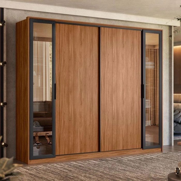 Guarda Roupa Casal Laredo Nogueira Touch Flex com Vidro Reflecta Demóbile – Demartêz - Imagem 1