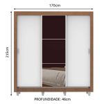 Guarda Roupa Casal Madesa Lyon 3 Portas de Correr com Espelho 2 Gavetas com Pés - Imagem 3
