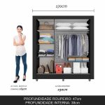 Guarda Roupa Casal Sem Gavetas Brenda Preto Fosco – Móveis Arapongas - Imagem 3