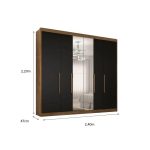 Guarda Roupa Casal Valencia 6 Pts 6gav c Esp Com Pés Castanhoonix - Imagem 4