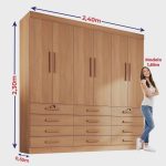 Guarda Roupa Casal mdf 6 Portas 12 Gavetas Marselha Plus - Imagem 3