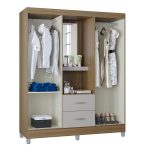 Guarda Roupa Solteiro Cordoba 4 Portas Castanho Off White – Poquema - Imagem 2