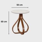 Mesa de Canto Bella Redonda 70 Cm X 50 Cm Off White - Imagem 3