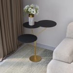 Mesa de Canto Trieste 65cm X 57cm X 57 Cm preto  dourado