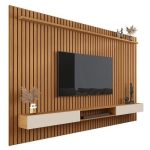 Painel Para TV Até 85 Polegadas Ripado Verdadeiro Versátil 2.2×1.8 Com Nicho NatureOff White – Giga Móveis