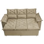 Sofá 3 Lugares Retrátil e Reclinável Cama inBox Compact 2,00m Velusoft Bege - Imagem 4