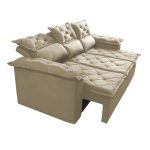 Sofá 3 Lugares Retrátil e Reclinável Cama inBox Compact 2,00m Velusoft Bege - Imagem 5