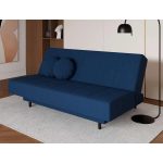 Sofá-Cama Casal 3 Lugares Jimmy Suede Azul Marinho - Imagem 2
