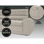 Sofá Omega 2,00m Assento Retrátil e Reclinável Velosuede Areia - Imagem 4