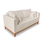 Kit Sofá 3 Lugares e 2 Poltronas Beny Viena Com Almofadas Decorativa Linho Bege – Madeira Prima Deccor - Imagem 2
