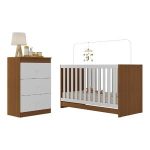 Berço 3 Em 1 Para Colchão 130 X 60cm Com Cômoda 3 Gavetas Doce De Leite Multimóveis Mp4239 - Imagem 2