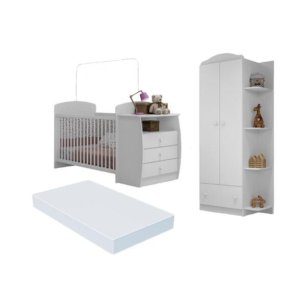 Berço Cômoda Com Colchão Incluso E Guarda-roupa 2 Portas 1 Gaveta Multimóveis Mp4373 - Imagem 1