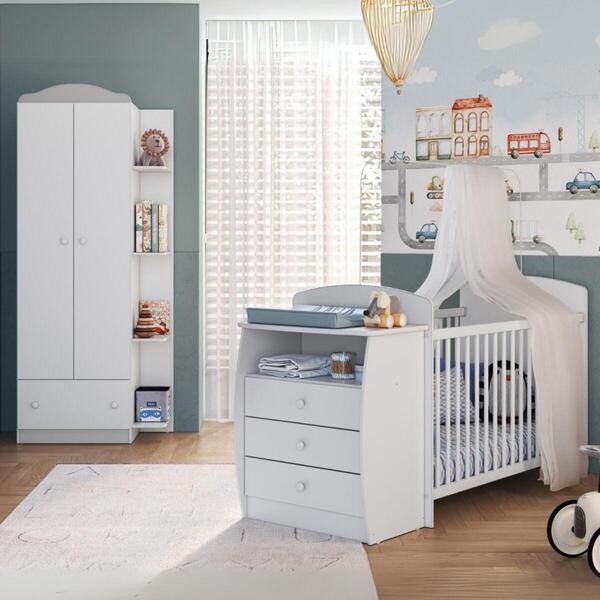 Berço Cômoda Com Guarda-roupa 2 Portas 1 Gaveta Multimóveis Mp4347 - Imagem 1