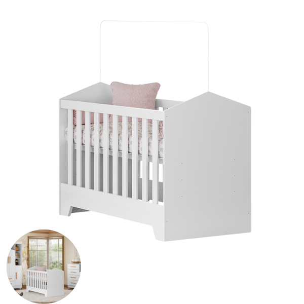 Berço Mini Cama Multifuncional Prático Durável Branco Branco - Imagem 1