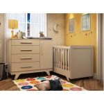 Conjunto Para Quarto De Bebê Com Cômoda 1 Porta 4 Gavetas E Berço Mini Cama Retrô  Branco Brilho - Imagem 2