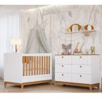 Conjunto Quarto De Bebê 1 Berço 1 Cômoda 6 Gavetas Chantilly Branco/nature - Imagem 2