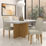 Mesa Com 4 Cadeiras Duda 1,36 Cin/off White/bege – Móveis Arapongas - Imagem 4