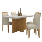 Mesa Com 4 Cadeiras Duda 1,36 Cin/off White/bege – Móveis Arapongas - Imagem 3
