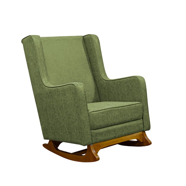 Poltrona De Amamentação Balanço Diana Com Puff Boucle Verde - Lg Decor Baby - Imagem 1