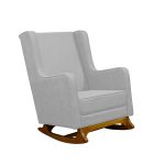 Poltrona De Amamentação Balanço Diana Com Puff Linho Cinza - Lg Decor Baby