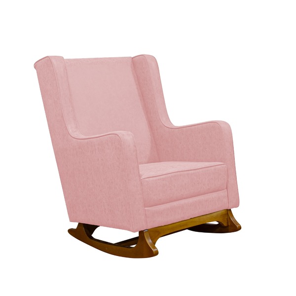 Poltrona De Amamentação Balanço Diana Com Puff Linho Rose - Lg Decor Baby - Imagem 1