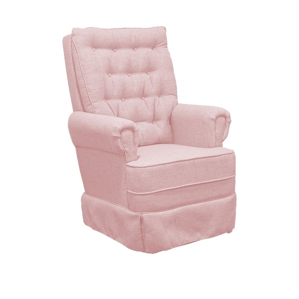 Poltrona De Amamentação Balanço Ellen Com Puff - Lg Decor Baby Linho Rose - Imagem 1