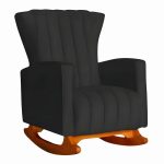Poltrona De Amamentação De Balanço Estofado Emilly Suede Preto