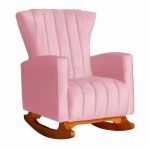 Poltrona De Amamentação De Balanço Estofado Emilly Suede Rosa