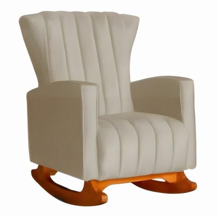 Poltrona De Amamentação De Balanço Estofado Emilly Suede Suede Cappuccino