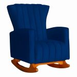 Poltrona De Amamentação De Balanço Estofado Emilly Suede Azul Marinho