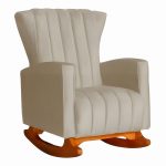 Poltrona De Amamentação De Balanço Estofado Yara Suede Cappuccino