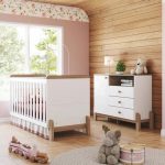 Quarto De Bebê Berço 2 Em 1 E Cômoda 3 Gavetas Ternura Henn