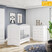 Quarto De Bebê Berço Mini Cama E Cômoda 5 Gavetas Bala De Menta Henn - Imagem 3