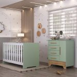 Quarto De Bebê Com Cômoda 4 Gavetas 1 Porta E Berço 3 Em 1 Catavento Maya Rodial - Imagem 2